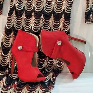 Unknown Artist Red Peep Toe Heels